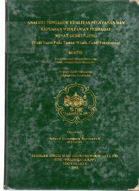 Image of ANALISIS PENGARUH KUALITAS PELAYANAN DAN KEPUASAN WISATAWAN TERHADAP MINAT BERKUNJUNG (STUDI KASUS PADA TAMAN WISATA CANDI PRAMBANAN)