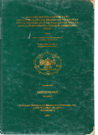 Image of ANALISIS FAKTOR-FAKTOR YANG MELATARBELAKANGI KESEDIAAN WISATAWAN UNTUK MEMBAYAR (WTP) PADA OBYEK WISATA PANTAI PURWAHAMBA INDAH DI KABUPATEN TEGAL